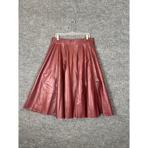 Carla Rockmore Collection Womens Faux Leather Pull On Circle Skirt Sz PL Maroon